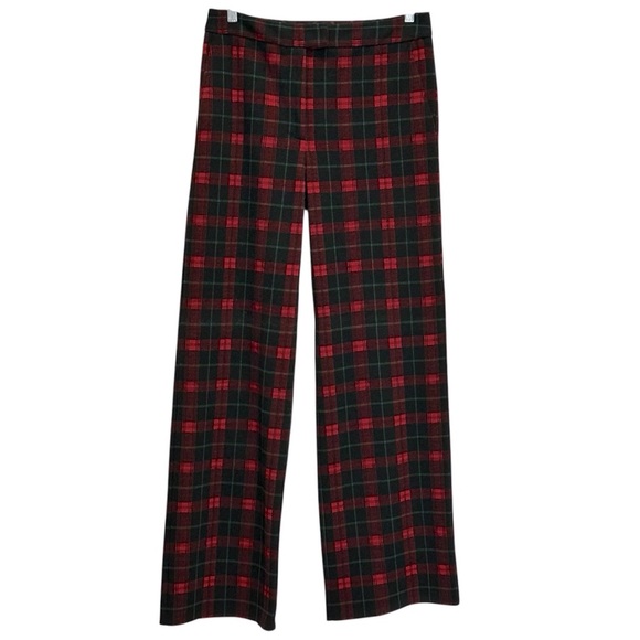 NEW J. McLaughlin Plaid Broderick Pants Red Black & Green Holiday Slacks Size 8 - Picture 2 of 8
